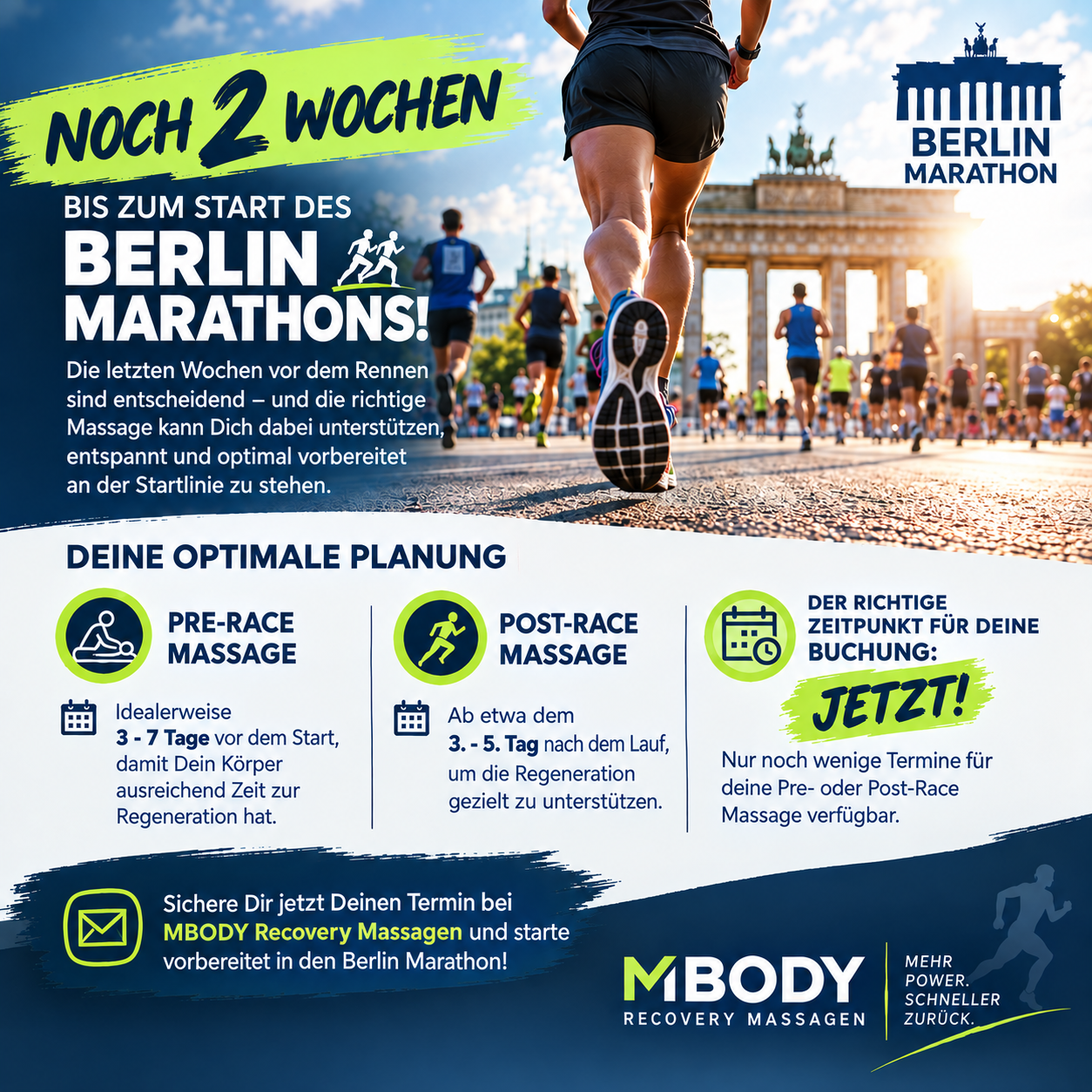 Läuferin vor dem Brandenburger Tor beim Berlin Marathon